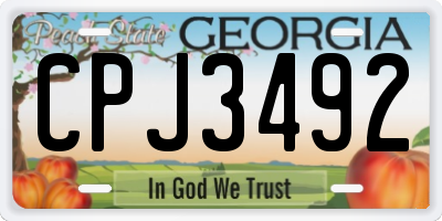 GA license plate CPJ3492