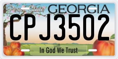 GA license plate CPJ3502