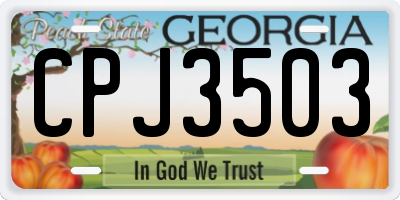 GA license plate CPJ3503