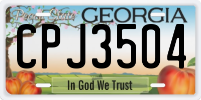 GA license plate CPJ3504