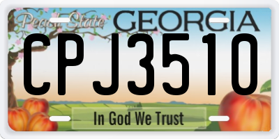 GA license plate CPJ3510