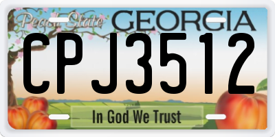 GA license plate CPJ3512