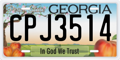 GA license plate CPJ3514