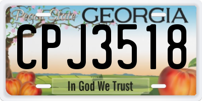 GA license plate CPJ3518