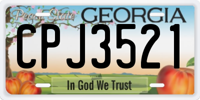 GA license plate CPJ3521