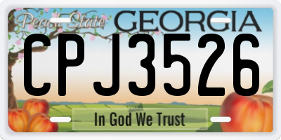 GA license plate CPJ3526