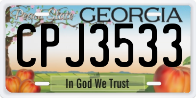 GA license plate CPJ3533