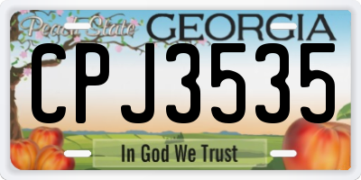 GA license plate CPJ3535