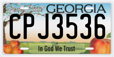 GA license plate CPJ3536