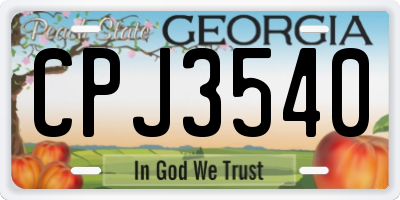 GA license plate CPJ3540