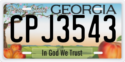 GA license plate CPJ3543