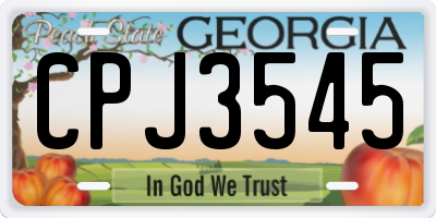GA license plate CPJ3545
