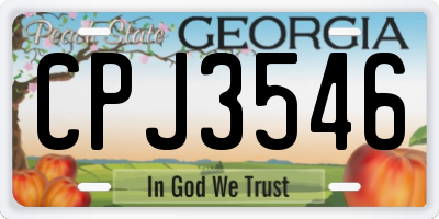 GA license plate CPJ3546