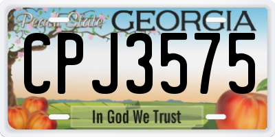GA license plate CPJ3575