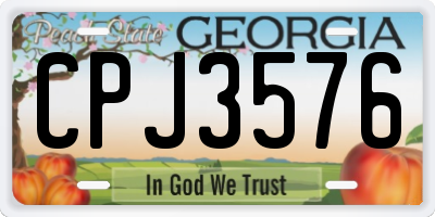 GA license plate CPJ3576