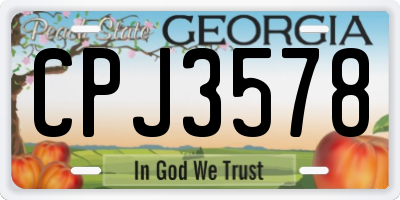 GA license plate CPJ3578