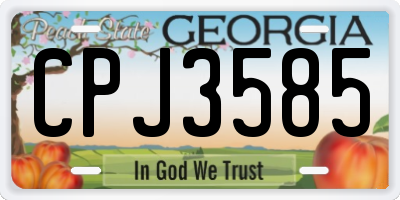 GA license plate CPJ3585