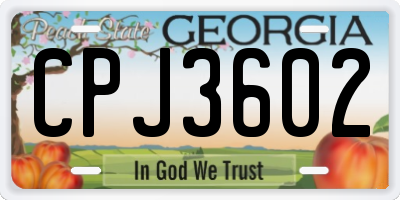 GA license plate CPJ3602