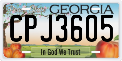 GA license plate CPJ3605