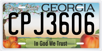 GA license plate CPJ3606
