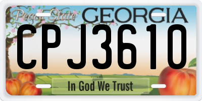 GA license plate CPJ3610