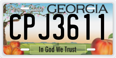 GA license plate CPJ3611