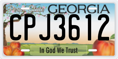 GA license plate CPJ3612