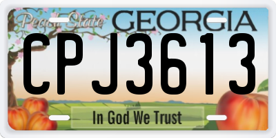 GA license plate CPJ3613