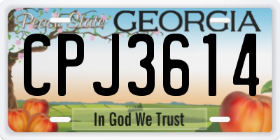 GA license plate CPJ3614