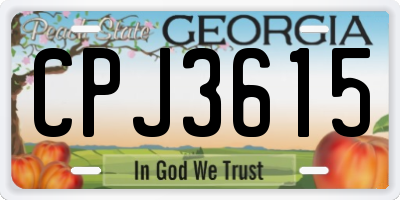 GA license plate CPJ3615