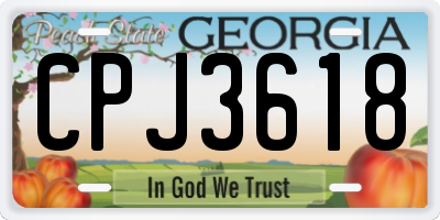 GA license plate CPJ3618