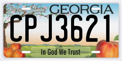 GA license plate CPJ3621
