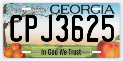 GA license plate CPJ3625