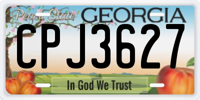 GA license plate CPJ3627