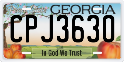 GA license plate CPJ3630