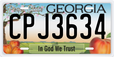 GA license plate CPJ3634