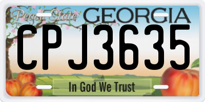GA license plate CPJ3635