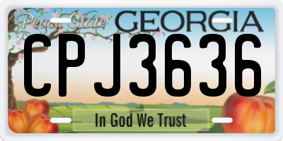 GA license plate CPJ3636