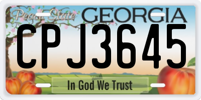 GA license plate CPJ3645
