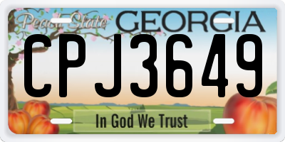 GA license plate CPJ3649