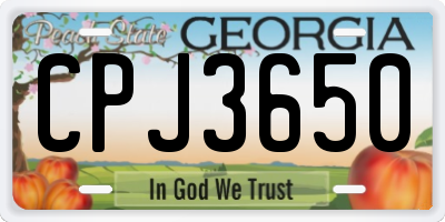 GA license plate CPJ3650