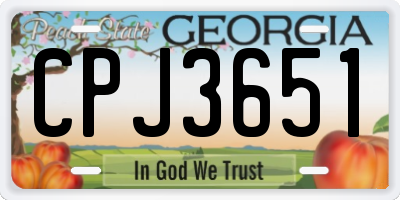 GA license plate CPJ3651