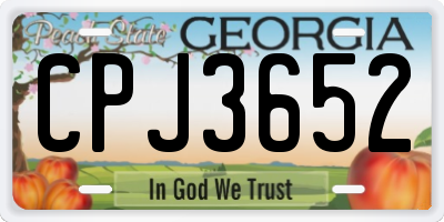 GA license plate CPJ3652