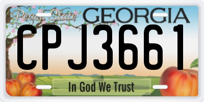 GA license plate CPJ3661