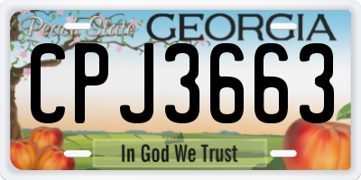 GA license plate CPJ3663