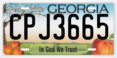 GA license plate CPJ3665