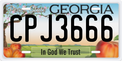GA license plate CPJ3666