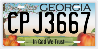 GA license plate CPJ3667