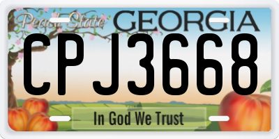 GA license plate CPJ3668