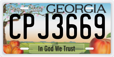 GA license plate CPJ3669